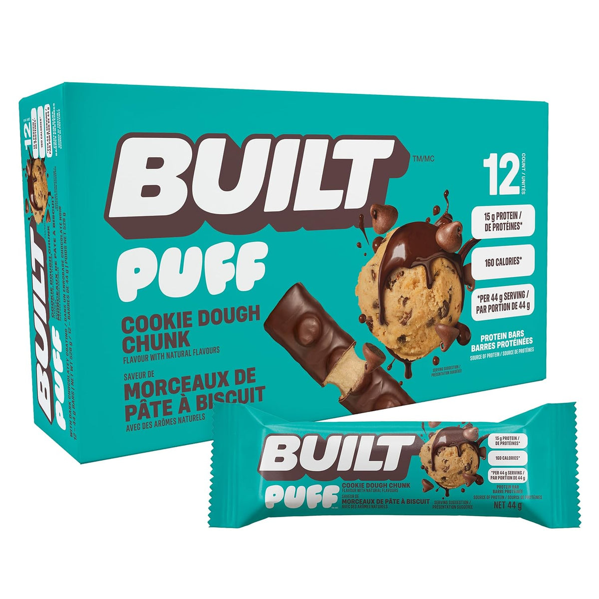 BUILT Bar Puff Protein Bars - Cookie Dough - 12 Count
