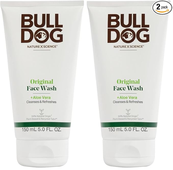 BULLDOG Mens Skincare and Grooming,Original Face Wash,5 Fluid Ounce,(Pack of 2)