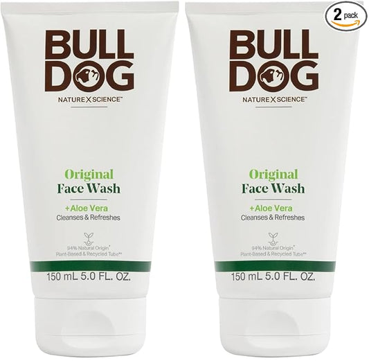 BULLDOG Mens Skincare and Grooming,Original Face Wash,5 Fluid Ounce,(Pack of 2)