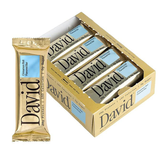 David Protein Bar, Cinnamon Roll, Pack of 12