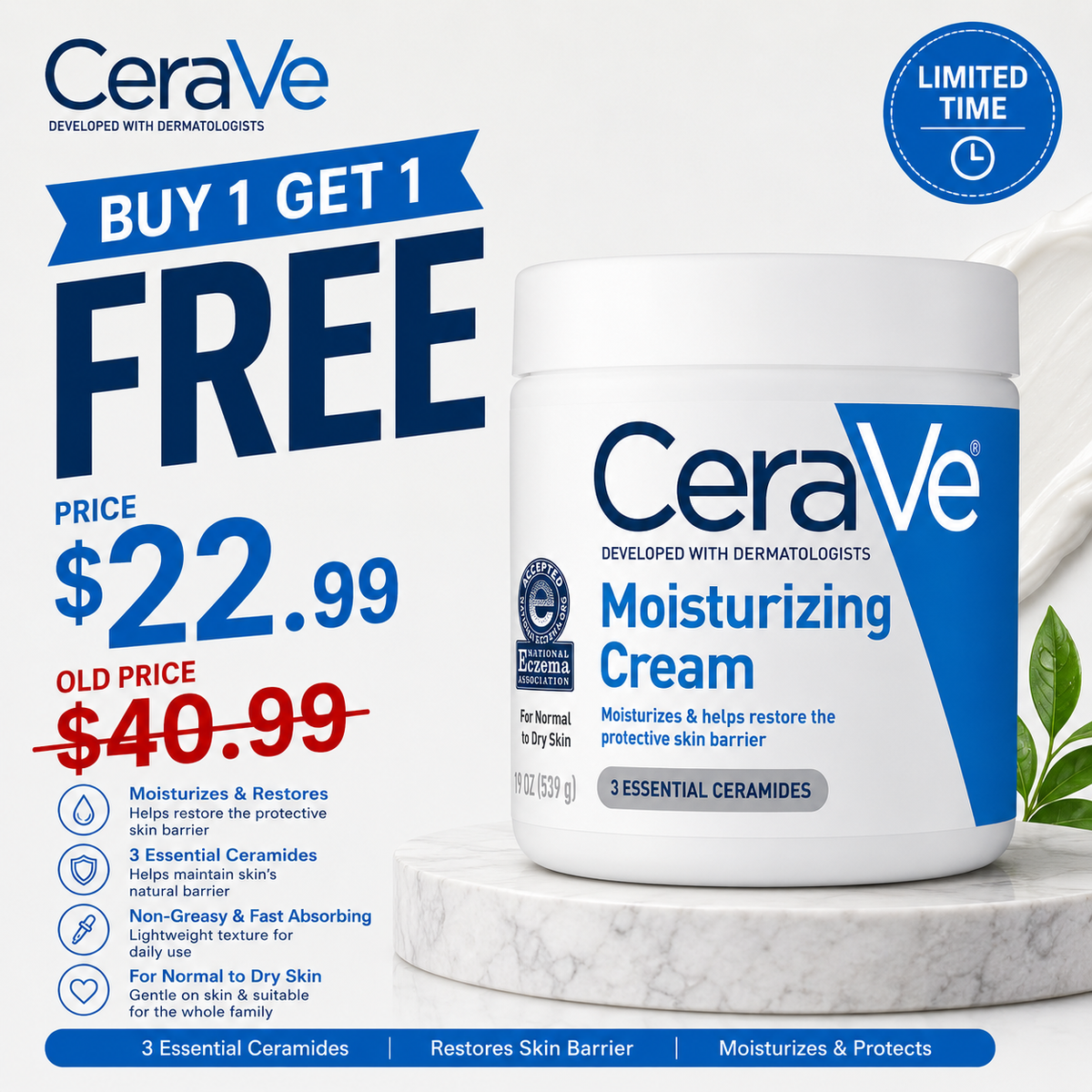 CeraVe Moisturizing Cream 16 Ounce (Pack of 2)